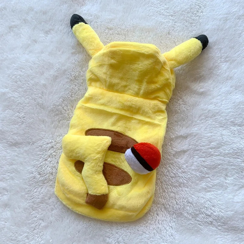 Anime Cartoon Pokemon Pet Clothing Kawaii Pikachu Autumn Winter Coral Fleece Warm Clothing Cute Cats and Dogs Christmas Gift