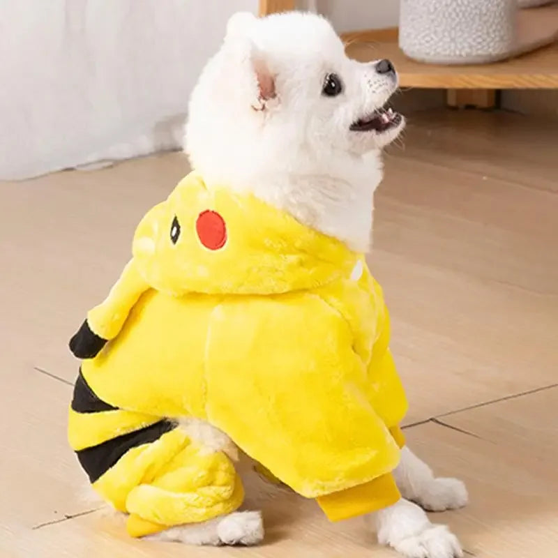 Anime Cartoon Pokemon Pet Clothing Kawaii Pikachu Autumn Winter Coral Fleece Warm Clothing Cute Cats and Dogs Christmas Gift