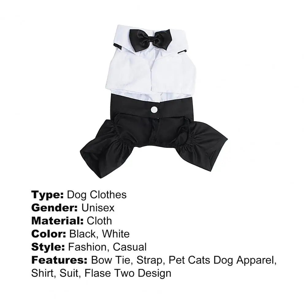 Dog Bow Tie Suit Tuxedo Costume Formal Shirt With Strap Cloth Stylish Pet Clothes Wedding Black Jacket Suit Puppy For Outdoor