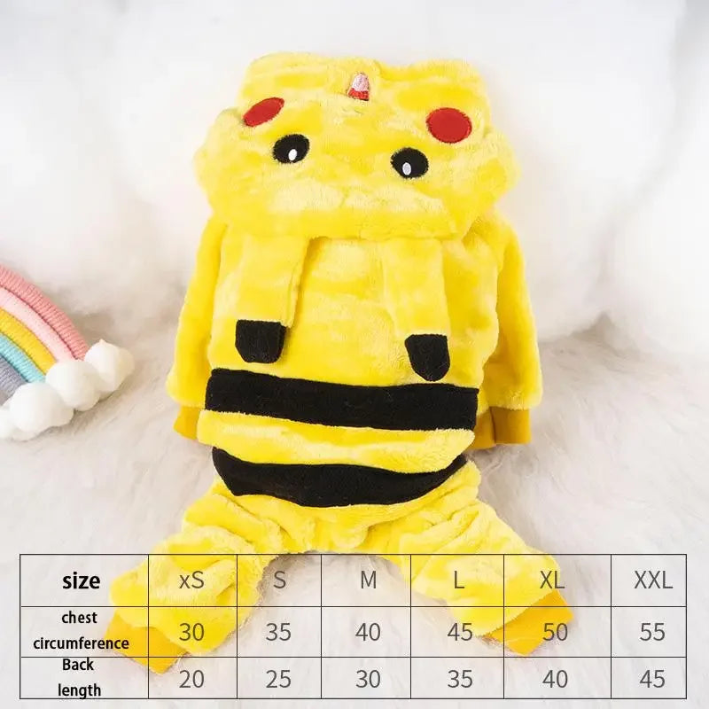 Anime Cartoon Pokemon Pet Clothing Kawaii Pikachu Autumn Winter Coral Fleece Warm Clothing Cute Cats and Dogs Christmas Gift