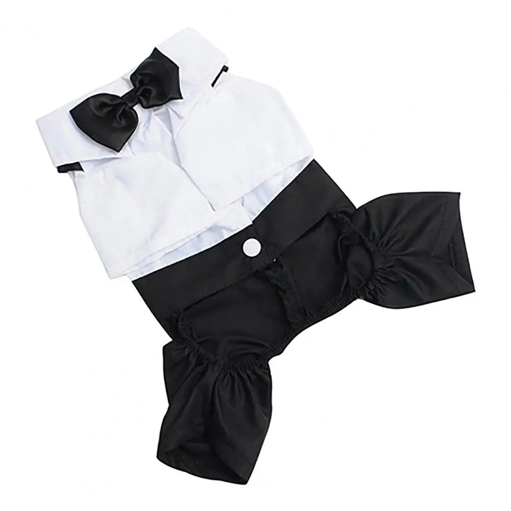 Dog Bow Tie Suit Tuxedo Costume Formal Shirt With Strap Cloth Stylish Pet Clothes Wedding Black Jacket Suit Puppy For Outdoor