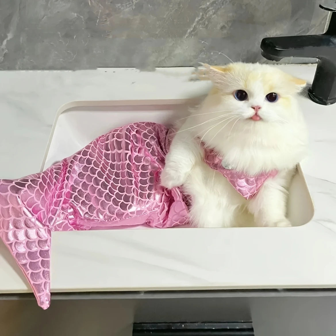 Cat Mermaid Crossdressing Funny Swimsuit Fish Tail Shape Cute Bikini Dog Pet Clothes Pet Halloween Costume Cats Clothes